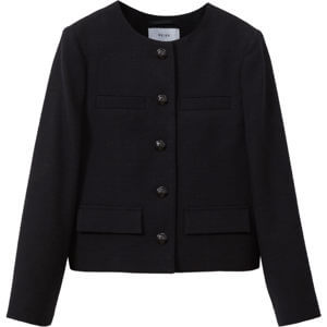 REISS NOLA Cropped Wool Single Breasted Jacket